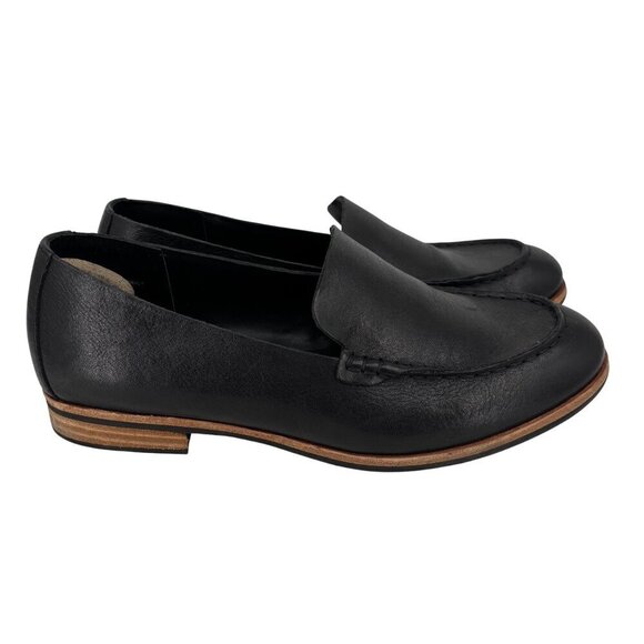 Kork-Ease Meg Leather Loafers Womens Size 8.5 Black Low Block Heel Flat Slip On - Picture 1 of 10